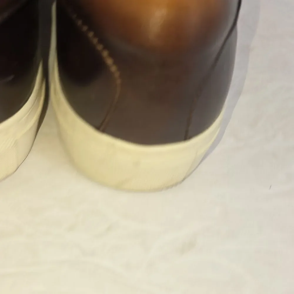 Santoni Napa Brown‎ Leather Low Top Men's Shoes.